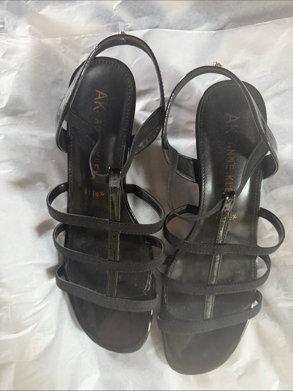 Anne Klein flex Black Multi-Strap Slingback Sandals